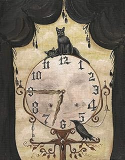 11X14 INCH PRINT OF ORIGINAL PAINTING RYTA RAVEN CROW BLACK CAT TIME MYSTERY HALLOWEEN SEASONAL SEASONAL INTERIOR HOME HOUSE DESIGN DECOR DECORATION FINE WALL ART
