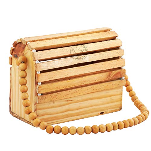 Hind Handicrafts Sac à bandoulière en bois fait à la main pour femme - Sangle perlée - Printemps Été mer Plage Sac à main Cover