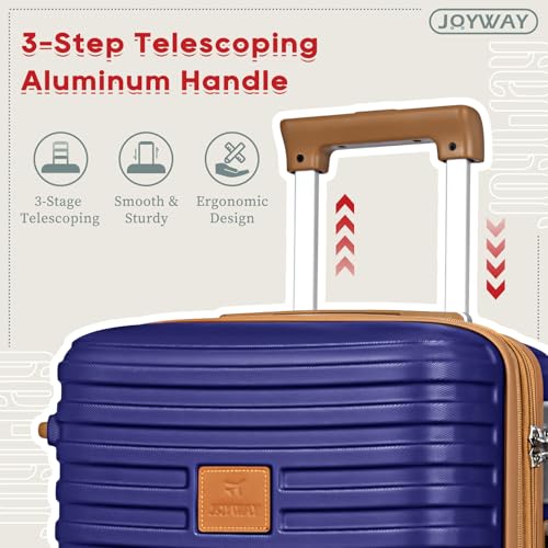 Image of Joyway Expandable 24 Inch Luggage with Spinner Wheels, Lightweight Hard Shell Medium Checked Suitcase, 3 Piece Luggage Sets with TSA Lock, Navy
