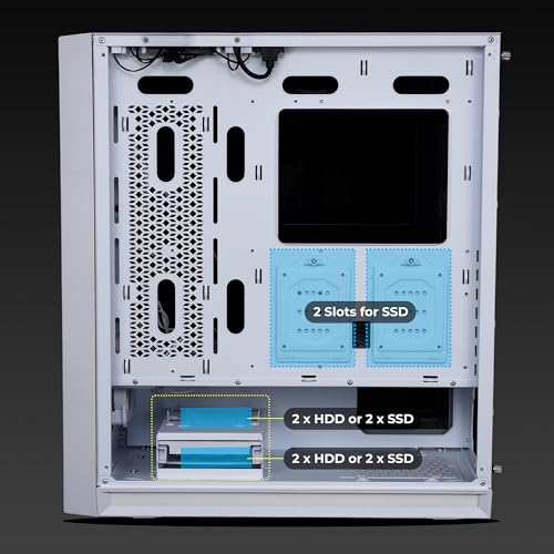 Image of ZEBRONICS Glass Raptor Mid-Tower Premium Gaming Cabinet Eatx /ATX /Matx, 3X 120Mm Front + 2X 120Mm Bottom Fan + 1X 120Mm Rear Fan, Argb Inner Glow, RGB Led Control, (White)