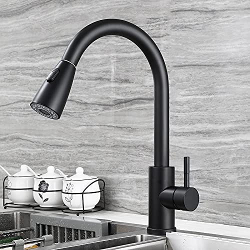 Mitigeur de cuisine noir mat pour évier de cuisine et comptoir de bar