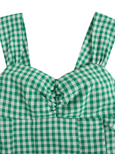 Image of Floerns Women's Plaid Ruched Bust Sleeveless Vintage Bowknot Pleated Short Dresses