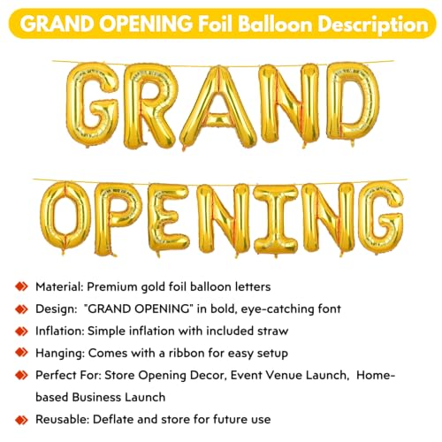 Image of Grand Opening Banner Gold for New Home Office Shop Temple Foil Balloon Decoration Decor Celebration Golden