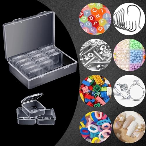 Image of TecoKart 15 Pcs Jewellery Organisers - Transparent Jewellery Box with 15 Mini Storage Boxes, Earring Organizer Box for Rings, Beads, & Nail Art, Durable Jewellery Box Organisers for Neat Storage