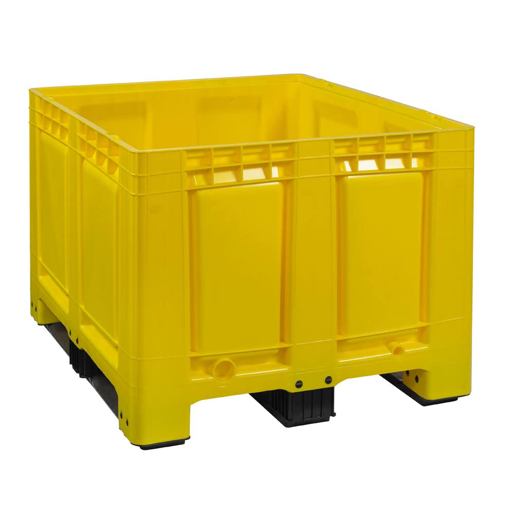 Logiplast Palettenbox mit Deckel LxBxH: 1200 x 1000 x 790 mm geschlossen mit 3 Kufen in gelb
