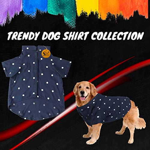 Image of Sage Square Funky Soft Material Dog Shirt | Cool /Funky Print Pet | Soft Light Weight | Comfortable & Breathable Dog Clothing | Trendy Vest Outfit (Polka Blue) (XXXLarge - 30inch)