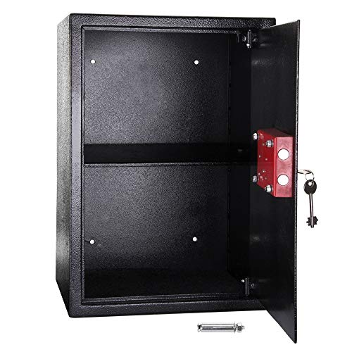 lqgpsx All Steel Safes, Lock Box Large Capacity Safety Electronic Security Steel Money Cash Home Office 2 Override Keys Cloth Wall Floor Mounted, Black