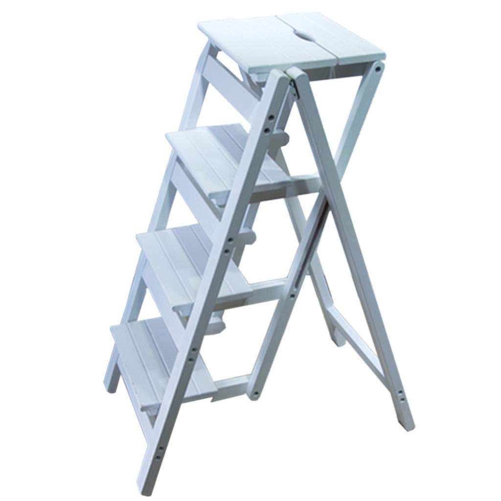 HAPPLiGNLY Home Step Stools,4-Step Chair Step Stool Stair Chair Seats Solid Wood Widened Multifunction Safety Foldable Shelving Ladder Portable Flower Rack Fold up Library for Adults Kids,D,C