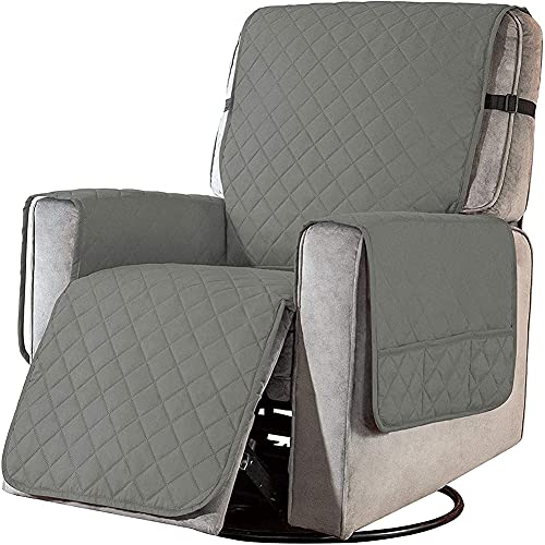 BXFUL Housse de Fauteuil Relax Matelassé Couvre Fauteuil Inclinable Doux Protecteur Canapé 1 Place Antidérapant pour Animaux de Compagnie pour Chaise Canapé Décorative (S,Gris Clair) Cover