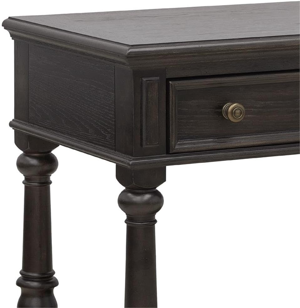BOWERY HILL Bachelor's Chest, 32 Inch Wide, Brown Velvet Finish, Split Heart Cathedral Hickory Veneers, 1 Drawer and Open Shelf, English Aristocratic Style, Bedroom or Living Room Storage Furniture