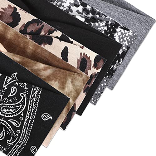 Kachanaa 6 Pack Solid Color Boho Style Non-Slip Printed Headband Wigs For Women Soft Elastic Breathable Hair Bands Turban For Teen Girls Accessories(C1) #TOP4