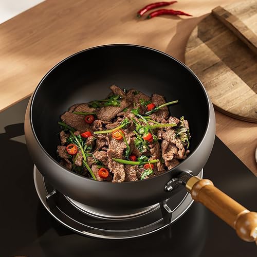 Wok japonés de hierro fundido con tapa de vidrio 11.02in miniatura 3