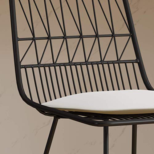 Christopher Knight Home Lilith Counter Stools, 26" Seats, Modern, Geometric, Black Iron Frames with Ivory Cushion (Set of 2) - Image 3