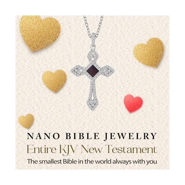Cross Necklace with Smallest Nano Bible on Jewelry - Christian CZ Pendant for Women with Entire KJV New Testament Holy Scriptures on 0.2" Microchip, Religious Faith Gifts, 18" Spiga Chain - Image 3