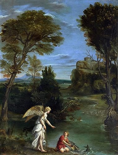 Affiche Tobias et le poisson par Domenichino poster paysage 60x90cm
