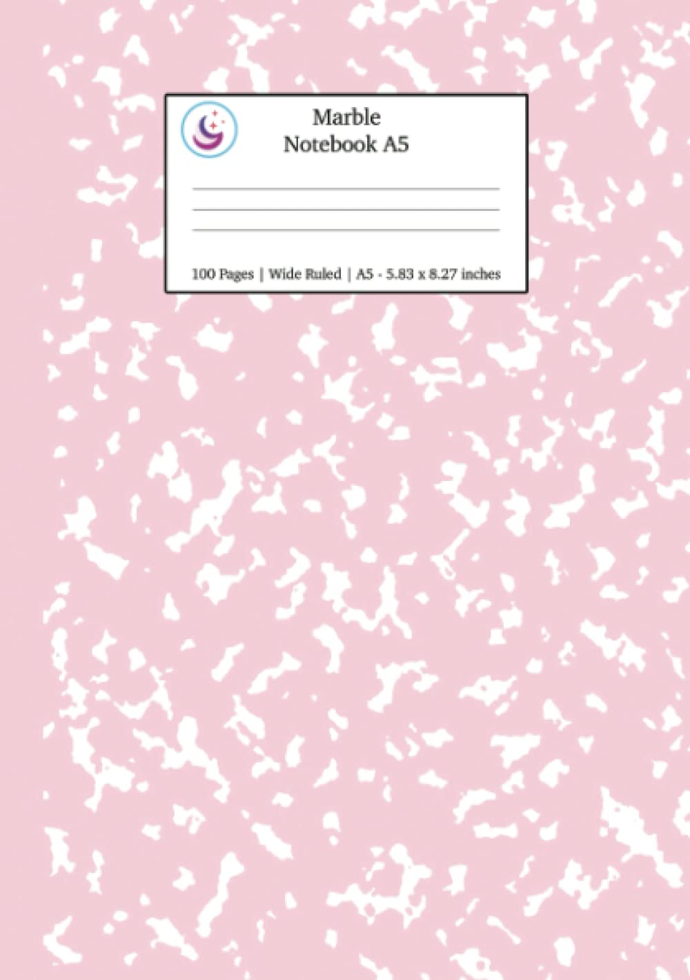 Marble Notebook A5: Pastel Pink Marble Wide Ruled Journal: 1 (Pastel Stationery Notebooks A5)