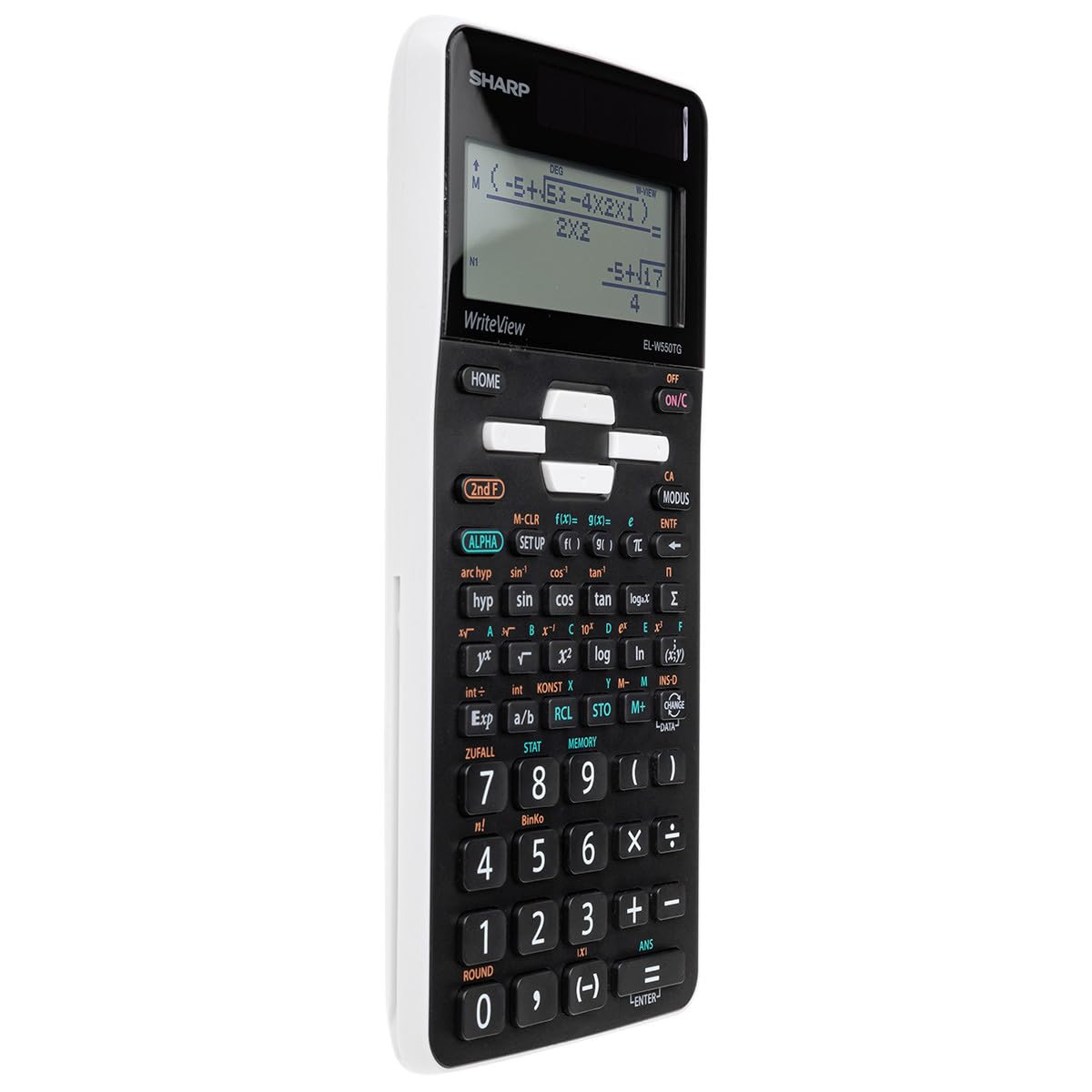 SHARP EL-W550TG Wissenschaftlicher Schulrechner, schwarz | WriteView-Anzeige, D.A.L.-Eingabe, 258 Funktionen, Solar- & Batteriebetrieb – für Oberstufe und Abitur