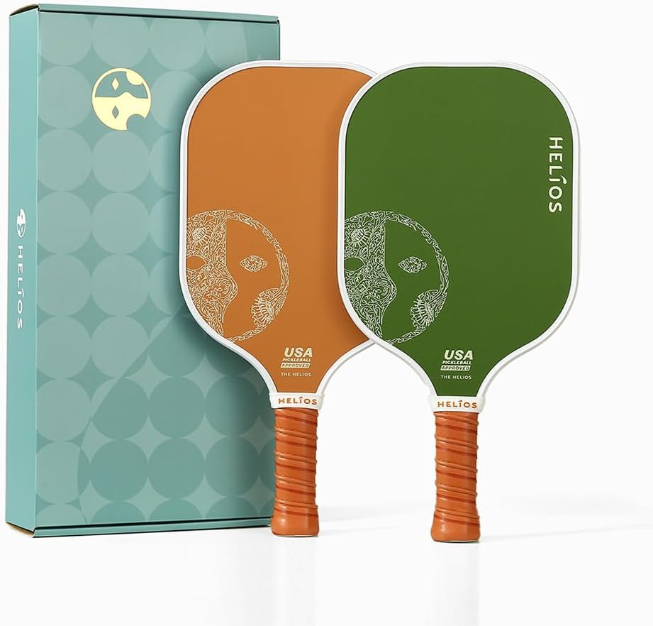 HELIOS Basic Pickleball Paddle Set of 2 – Autumn Harvest | Reinforced Fiberglass Surface with Reactive Honeycomb Core | 8oz, Beginner Set for Control | USAP Approved