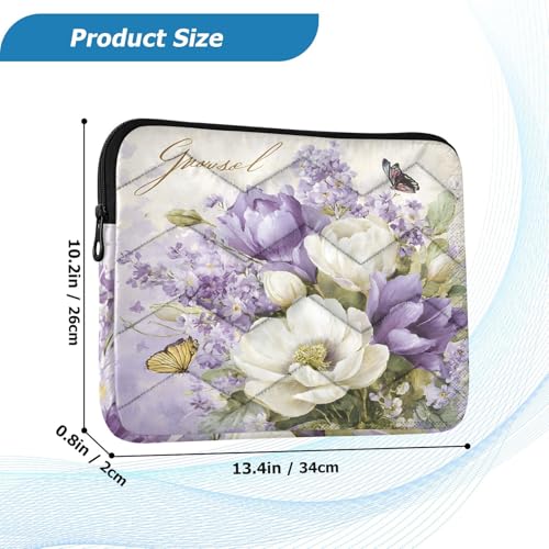 Funda acolchada portátil con diseño floral para laptop 13 pulg miniatura 3