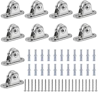 FSHIHINE Pulleys Block 10 Pack Metal Pulley Roller Smooth Wheel with Ball Bearings Deck Drectional Wall/Ceiling Pulley for Patio Wave Shade Cover Greenhouse Canopy Home DIY Accessories for Moving