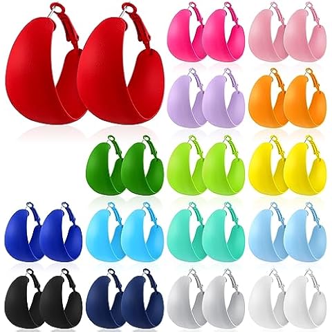 Sasylvia 16 Pairs Matte Hoop Earrings Colorful Hoop Earrings 80s Retro Neon Earrings Large Drop Earrings for Women(C Style) Cover