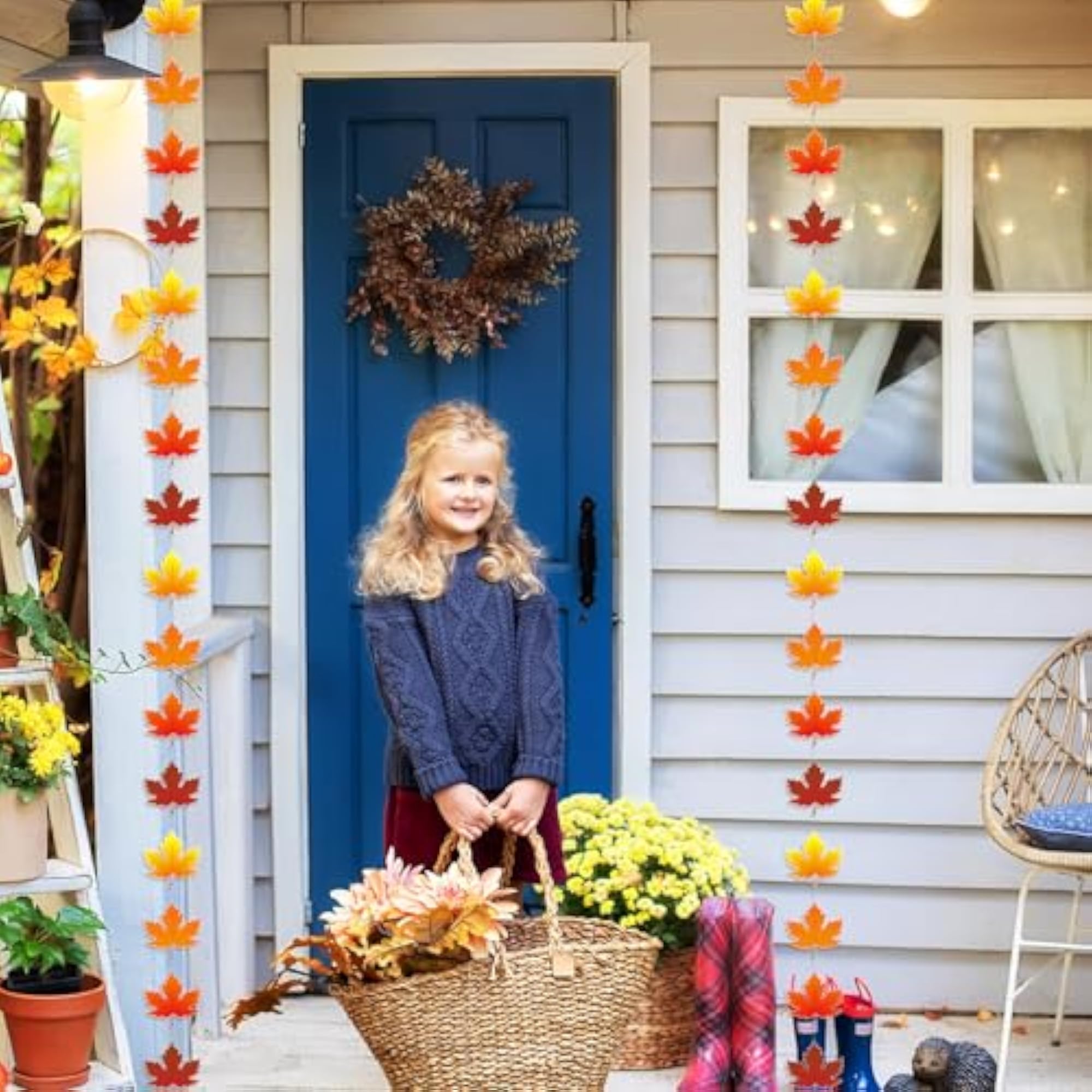 3 Pcs Fall Leaf Garland Artificial Autumn Decor