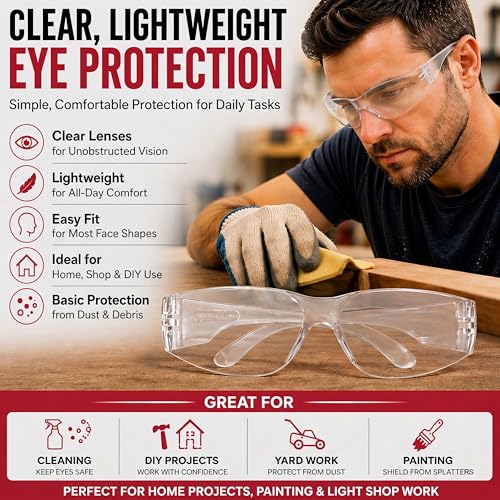 Image of BISON LIFE Clear Safety Glasses for Men & Women, ANSI Z87.1 Certified,12Pk