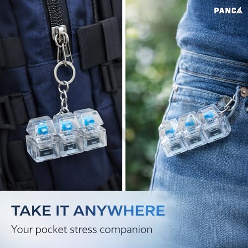 Image of PANCA Transparent Mechanical Switch Fidget Keychain for Stress Relief | Clicky Desk Toy for Adults | Portable EDC Keyring Gadget for Office, Travel & Daily Use with Tactile Feedback
