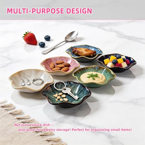 ZestyQuill 6-Pack Ceramic Soy Sauce Dipping Bowls, 6 Colors, 2.5oz, 4.1in - image 6