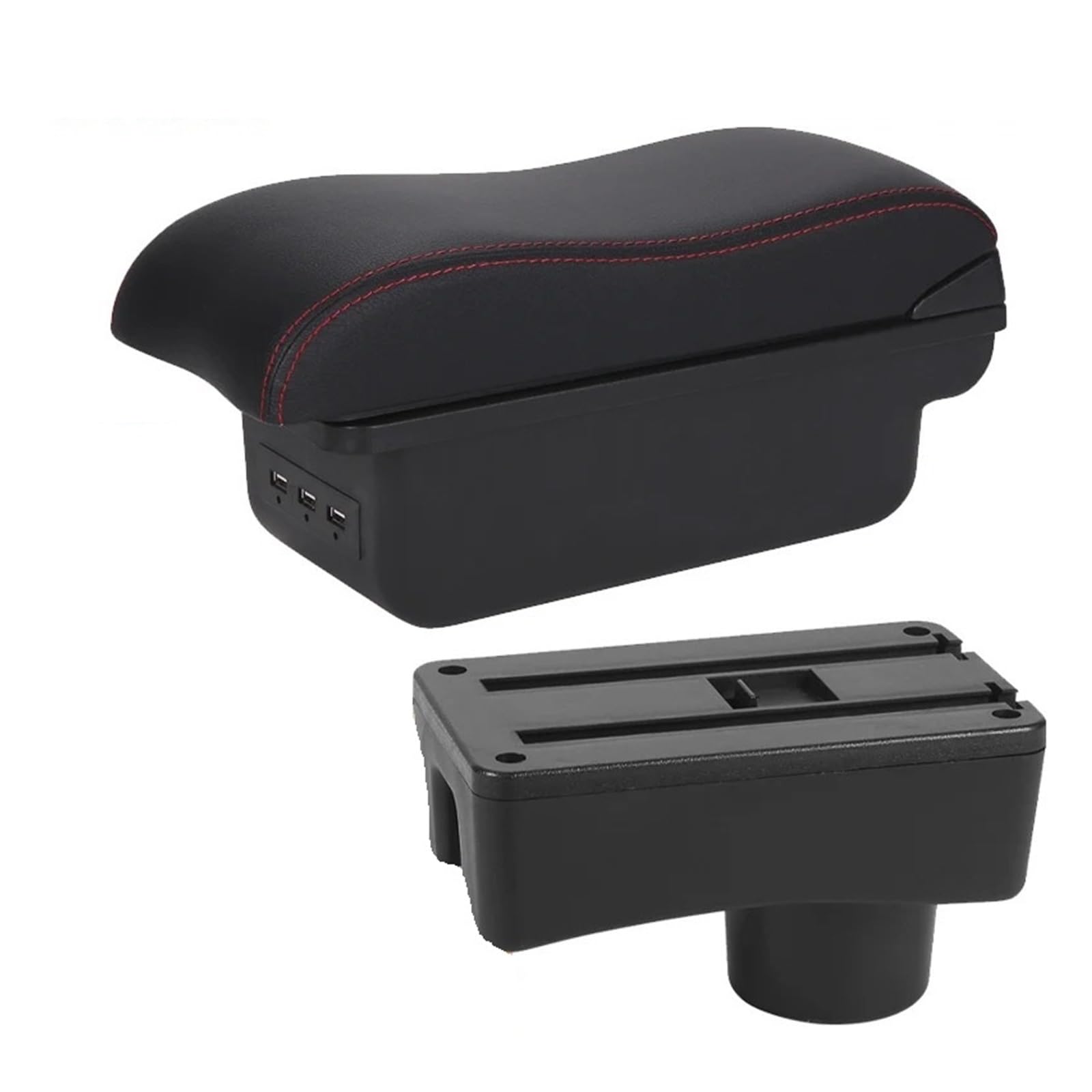 Hguvsjd Armrest Box For Toyota For Aygo X Armrest Storage Box Interior Dedicated Retrofit Parts Accessories Car Armrests(B Black red 3USB)