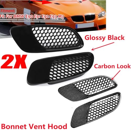 Persiennes de capot BMW E90 E91 E92 E93 M3 écope air look carbone noir - 2