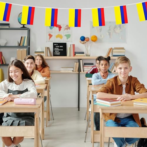 Image of Columbia Flags Columbian String Flag Banners for Patriotic Events Independence Day Sports Bars Inside Outside Decorations 33 Feet 30 Flags