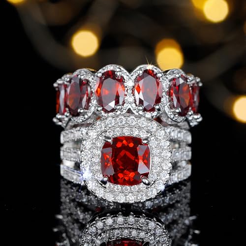 Gorgeous 2Pcs Set of Rings for Women Luxury Bright Cubic Zirconia Finger Jewelry for Anniversary Party2