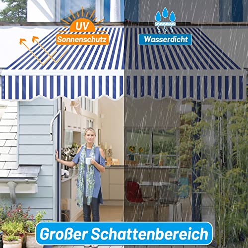 Toldo retráctil regulable en inclinación de 350x300 cm con lona de protección solar anti-UV 4