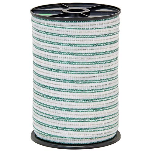 VOSS.farming Nastro per recinzone elettriche, Lunghezza 200 m, Larghezza 12 mm, con Fili in Acciaio Inox 3 x 0,3 e Filo in Rame 1 x 0,3, Colore Bianco/Verde