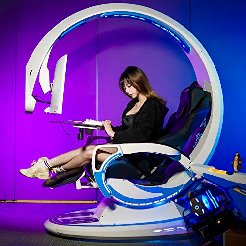Image of INGREM Ergonomic Gaming Computer Chair Game Cockpit Gaming Equipment All-in-one Computer Seat E-Sports Space Capsule Zero Gravity Office Chair Coding Pod 2.0 (White Blue)