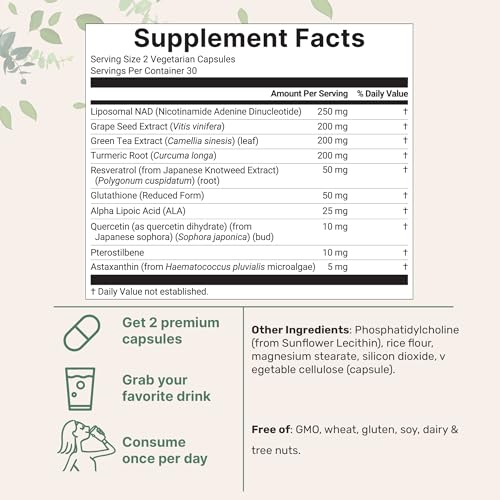 liposomal nad ultimate 1000mg  60 veggie capsules  nmn pathway formula  10-in-1 with resveratrol glutathione amp astaxanthin  nad supplement for women amp men  anti-aging energy amp brain support