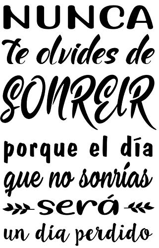 CrisPhy® Frase Vinyle « Noubliez jamais de sourire » Stickers muraux en vinyle. Autocollants pour décorer les chambres. Vinyles décoratifs phrases.