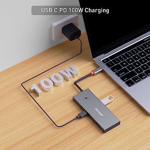 Hub USB C compact 6 en 1 avec sortie vidéo HDMI 4K haute résolution