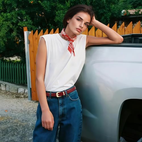 Earnda Belts for Women Faux Leather Waist Belt with Gold/Silver Buckle Casual Jeans Pants Dresses2