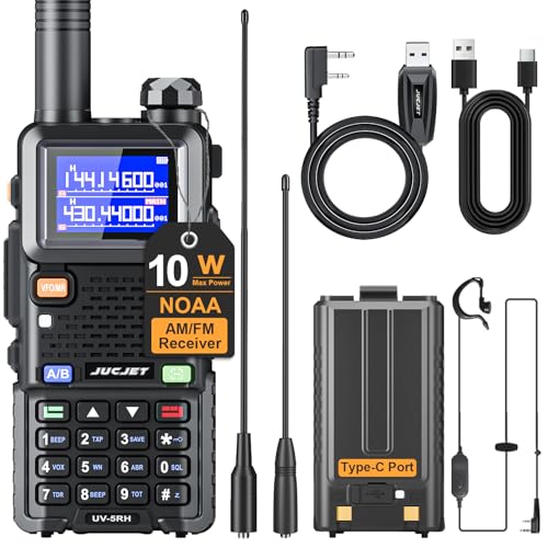 JUCJET UV-5RH performance walkie-talkie, One Key Frequency Match,999CH, 2500mAh Type-c Rechargeable Long Range Walkie Talkies(Upgrade of UV-5R,1 piece)