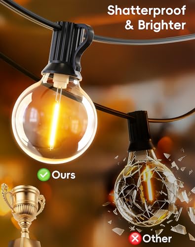 Outdoor-Garden-String-Lights-Mains-Powered 9M Festoon Lighting 30Ft Gazebo Lights Outside Waterproof Electric LED G40 Bulb Shatterproof Pergola Patio Backyard Porch Terrace Partylight Connectable - Image 3