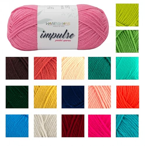 Image of WOAFashions Impulse Hand Knitting & Crochet Yarn, Premium Acrylic, 4 : Medium (Flamingo) (3x100gms / 3.5oz / 200mtr / 218yds)