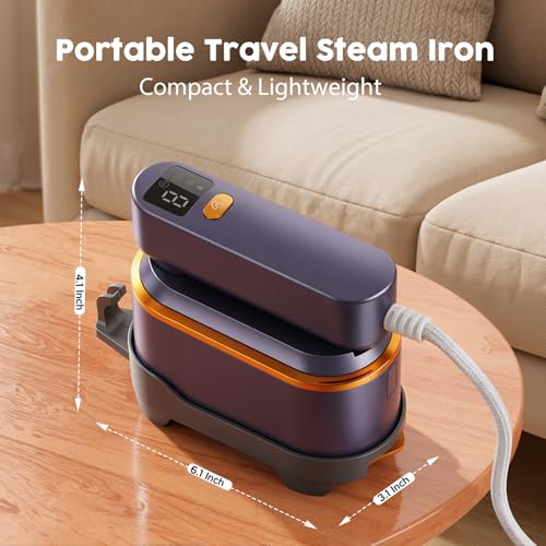Image of Portable Travel Steamer for Clothes 1200W Powerful 2 In 1 Steamer & Iron,10s Fast Heat 4 Modes with LED Display, 150ml Water Tank Powerful Wrinkle Remover for Home Office Travel for 120V