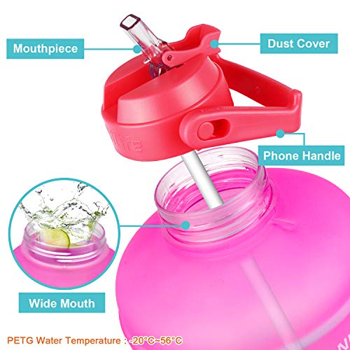 Image of QuiFit 1 Gallon Water Bottle - with Straw & Motivational Time Marker Leak-Proof BPA Free Reusable Gym Sports Outdoor Large(128OZ /73OZ) Capacity Water Jug