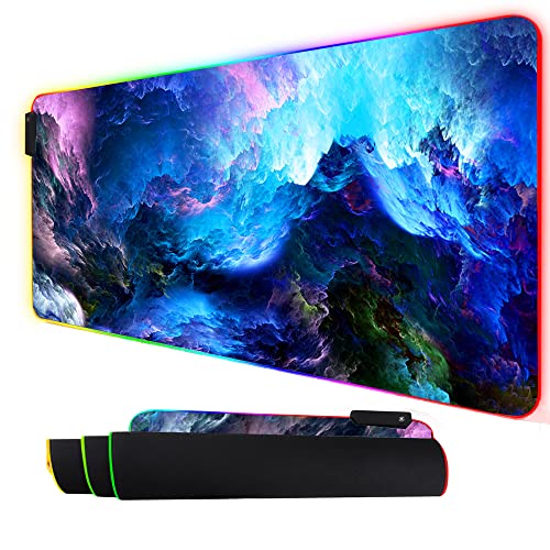 Tapis de souris Imegny RVB grand format avec base caoutchouc pour clavier PC