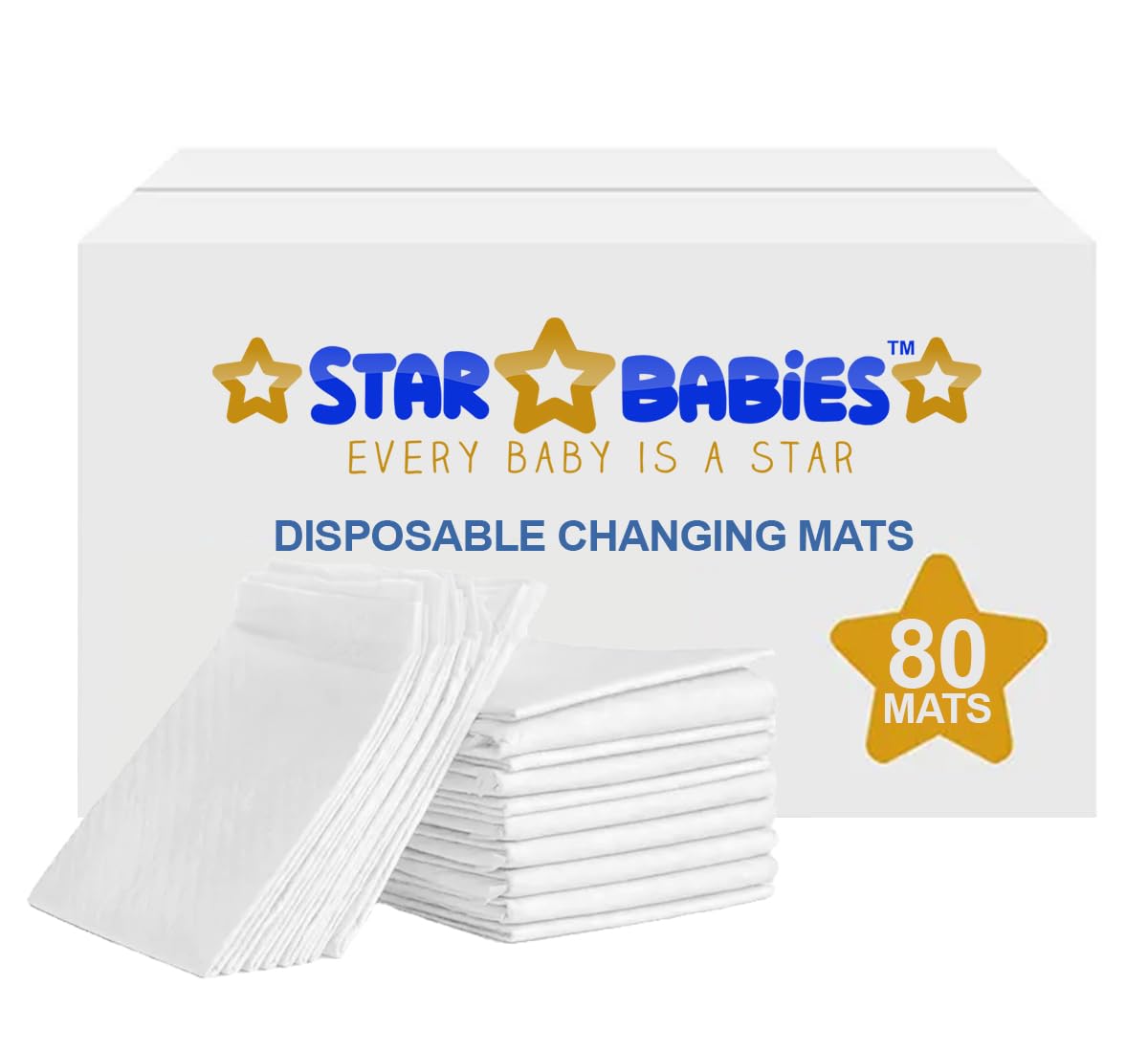Star Babies Disposable Changing mat Large (45 x 60cm) Pack of 80 - White