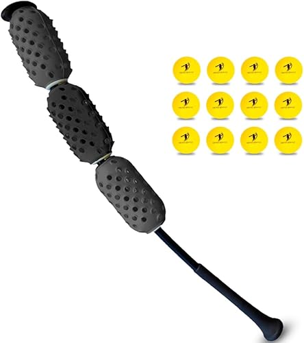 Miniatura 2 de Entrenador de swing de béisbol y sóftbol y 12 bolas de espuma duraderas, resistencia al aire, herramienta de entrenamiento de béisbol y softbol,