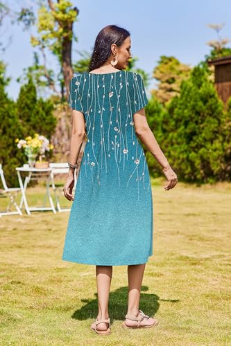 Image of Zeagoo Womens Summer Dresses Casual Aline Midi Dress Short Sleeve Floral Tshirt Dress Flowy Beach Sundresses with Pockets