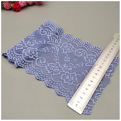 Qiantull Ribete de encaje de 5 yardas, 15 cm de ancho, cinta de encaje elástica, ribete de encaje, tela de encaje, cinta decorativa para manualidades, costura, artesanía, azul claro